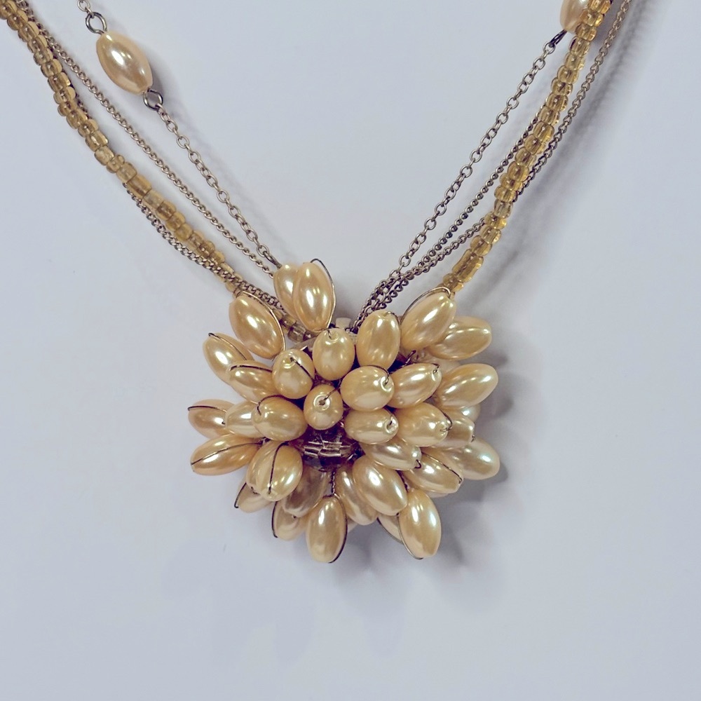 Vintage Gold Pearl Cluster brooch or Necklace